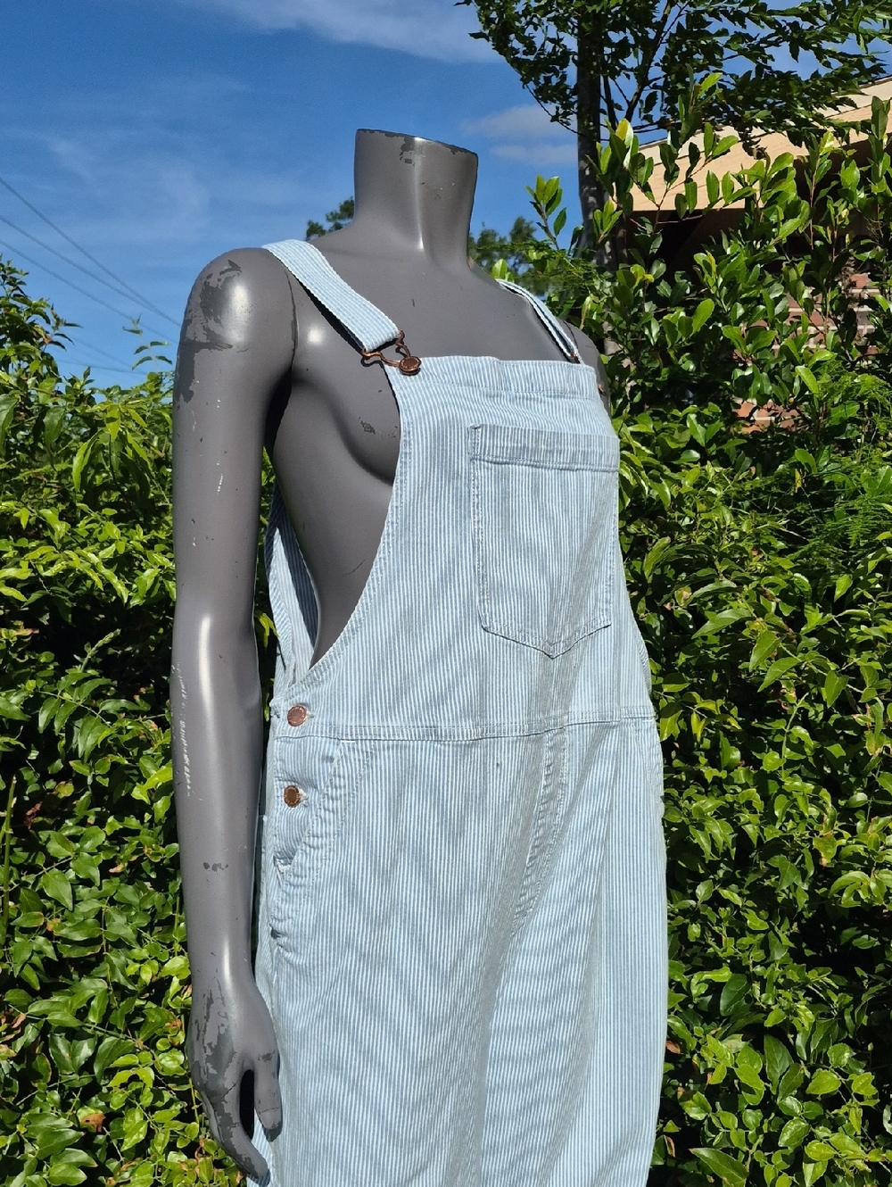 Universal Thread (Vietnam) Women's Railroad Striped Overalls/Metal Accents - Picture 5 of 16